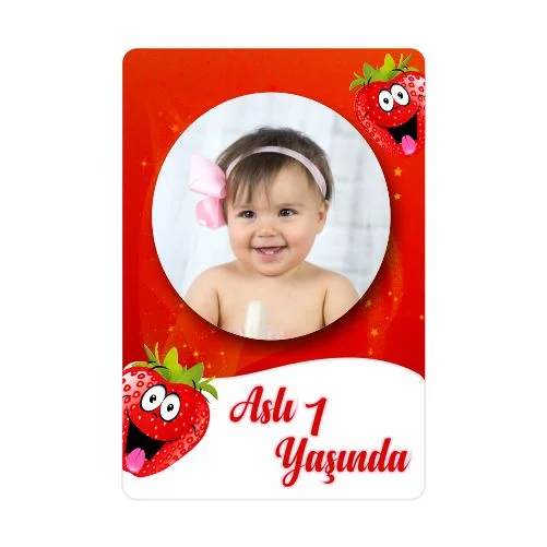 Çilek Temalı Doğum Günü Magneti